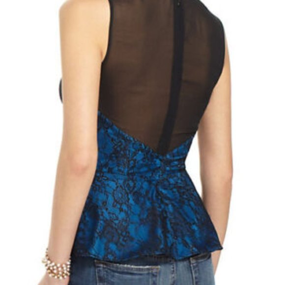 🧶Anthropologie Lace & Sheer Peplum Top, 12 - Picture 3 of 14